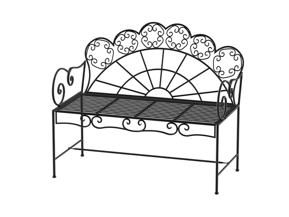 Banco de jardim 2 lugares resistente banco de parque inoxidável móveis para exterior terraço e jardim 107x55,5x92cm BTFORUS