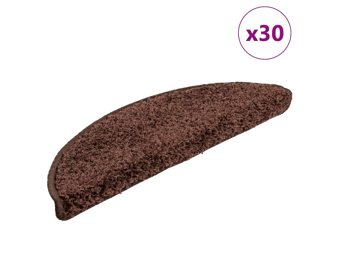 Vidaxl Tapetes De Escada 30 Peças 56x17x3 Cm Marrom Semicircular