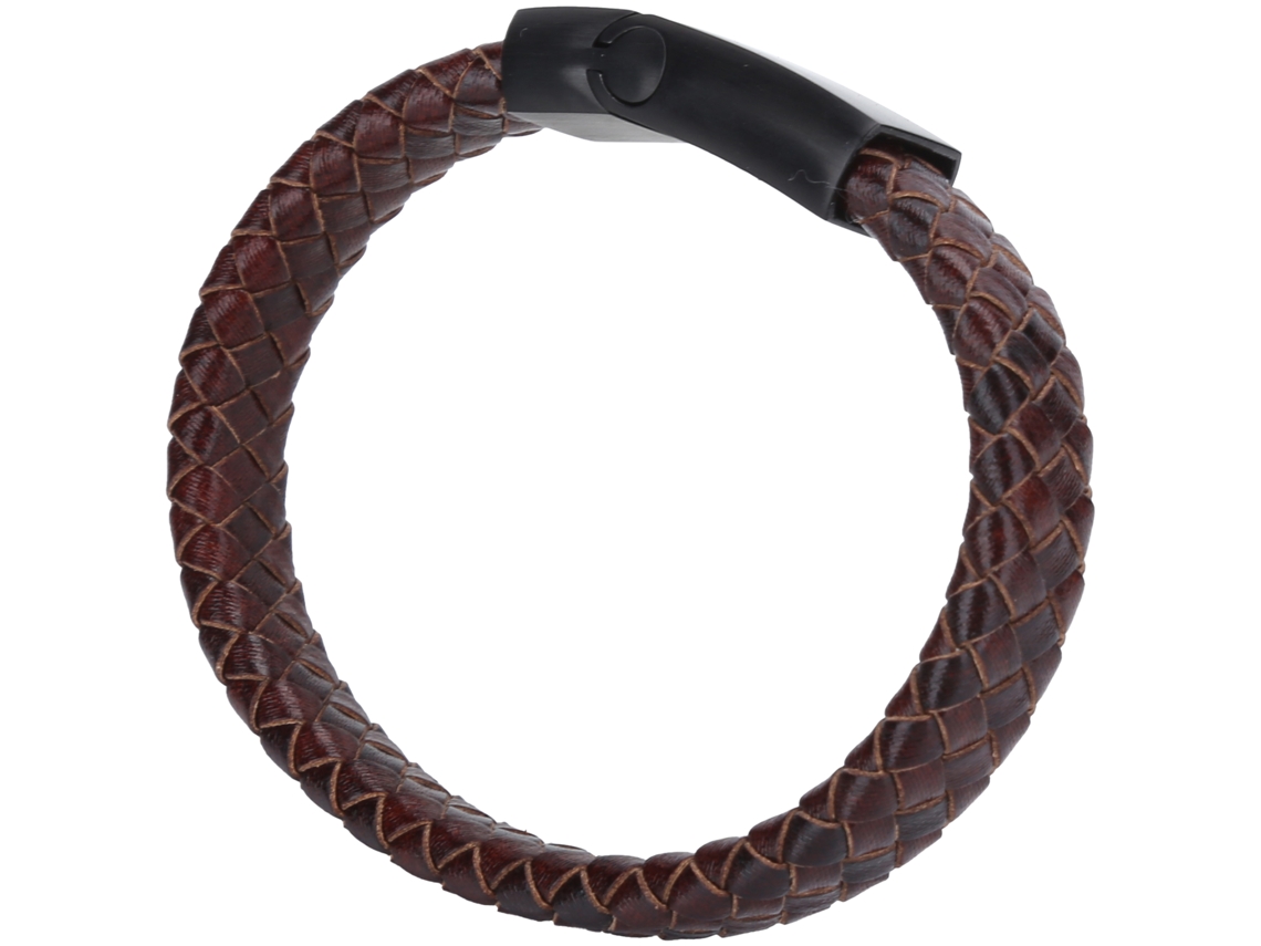 Pulseira De Couro Trançado Estilo Vintage Para Homens, Fecho Magnético De Aço Inoxidável, Design Durável E Bem Trançado, Adequada Para Uso Diário, Pul