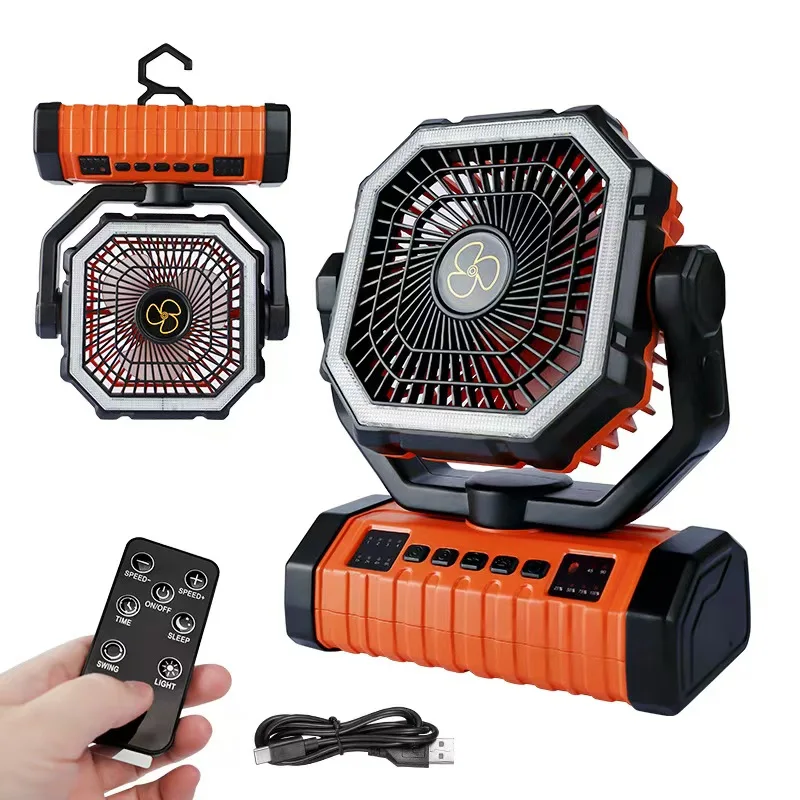 (laranja) Novo Ventilador Recarregável Para Camping Ao Ar Livre, Modelo 2026, Alimentado Por Uma Bateria De 20000mah.