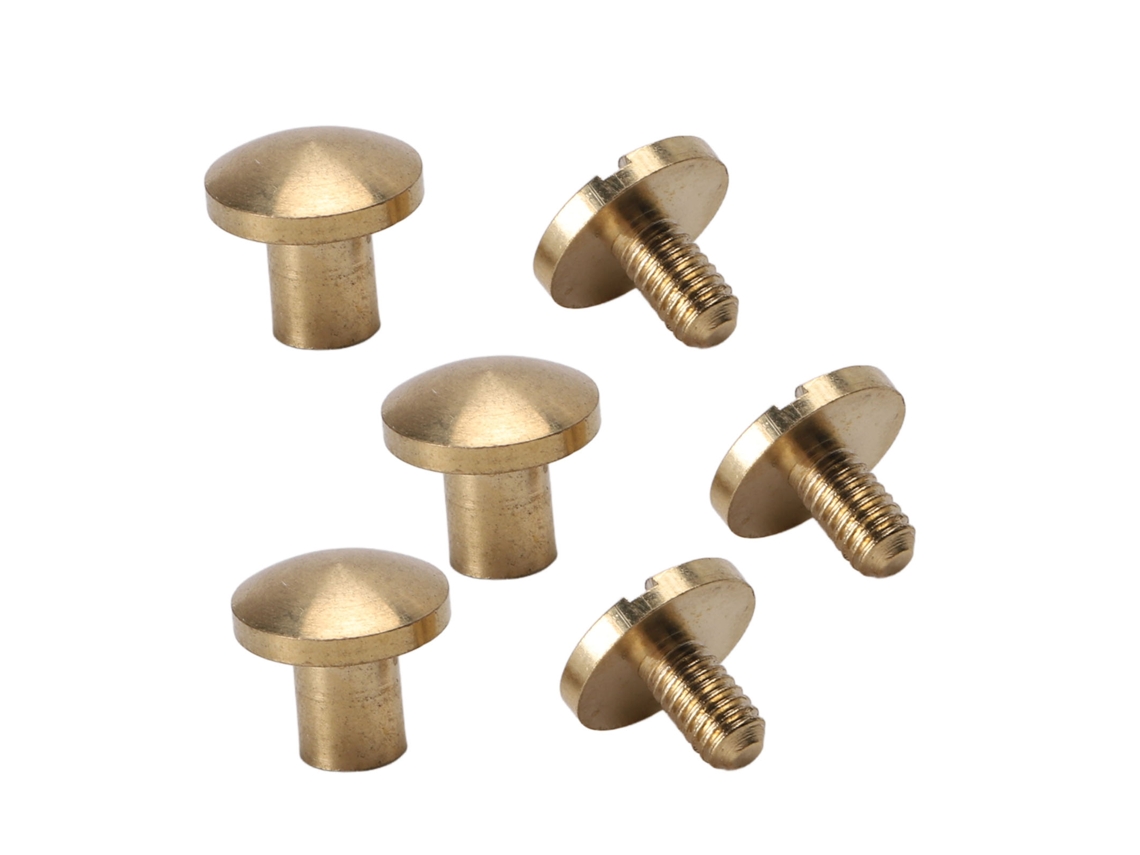 Kit De 50 Revestimentos De Latão Diy 8mm Parafuso De Ranura Revestimento Curvo Decorativo Para Couro Bolsas Calças Papel 5mm/0.2in