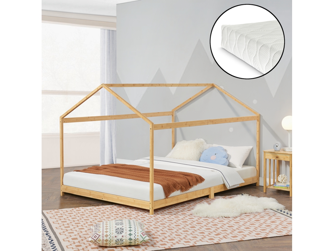 Cama Infantil Colchão [EN.CASA] Vindafjord (205 x 166 x 133,5 cm - Bambu - Castanho)