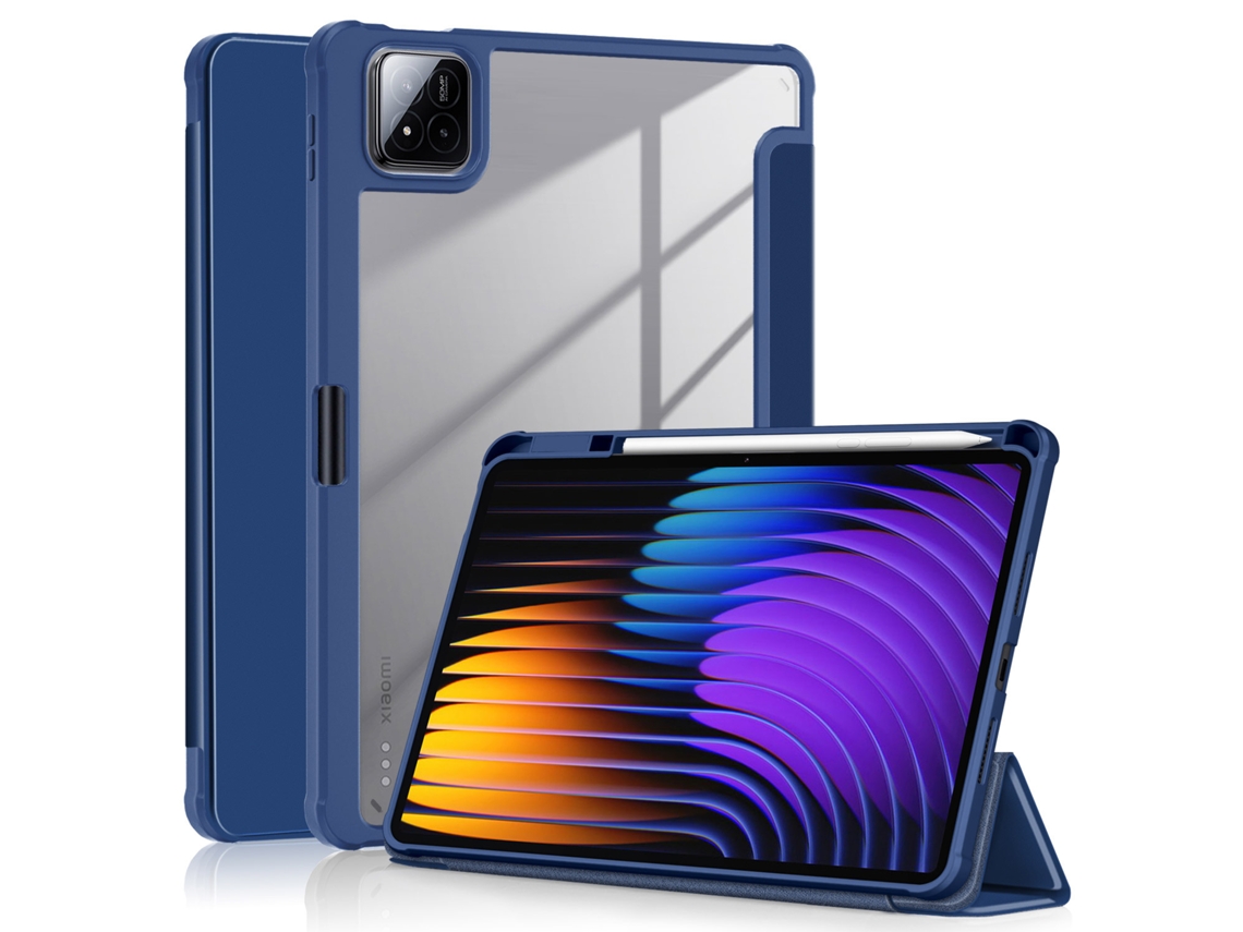 Capa Para Xiaomi Pad 7 Pro/pad 7 De 11,2 Polegadas Compartimento Para Caneta Capa Traseira Transparente Azul Hexinyigjly (modelo 2024)