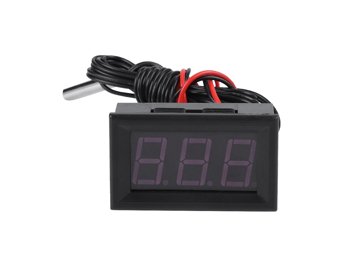 Medidor De Temperatura Digital Com Exibição E Sonda Dc5-12v -50~110°c Vermelho