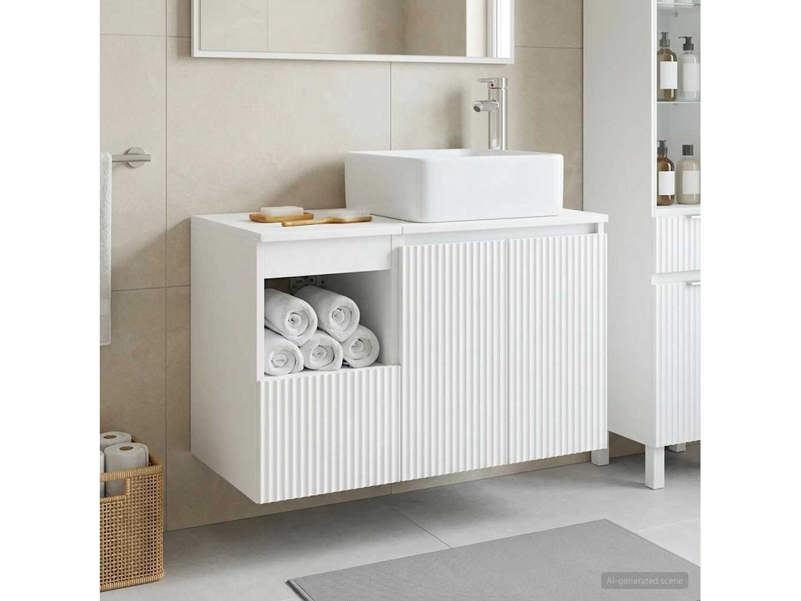 Vidaxl Conjunto De Móveis Para Banheiro 2 Unid. Branco Brilhante