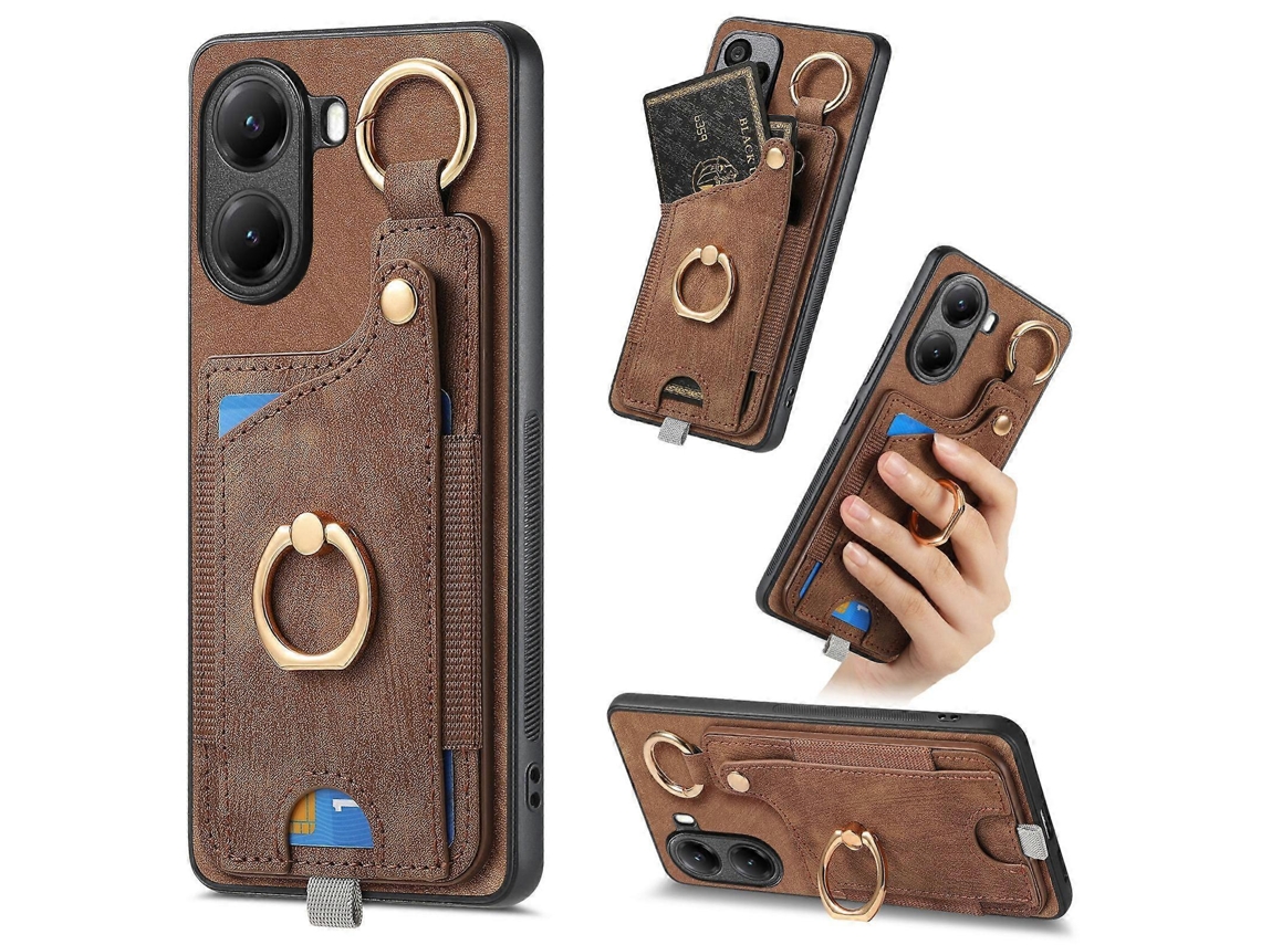 Capa De Celular Estilo Bolsa Com Anel E Alça Para Pendurar