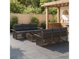 Vidaxl Conjunto De Sofá De Jardim 7 Unid. Cinzento Vime Pe
