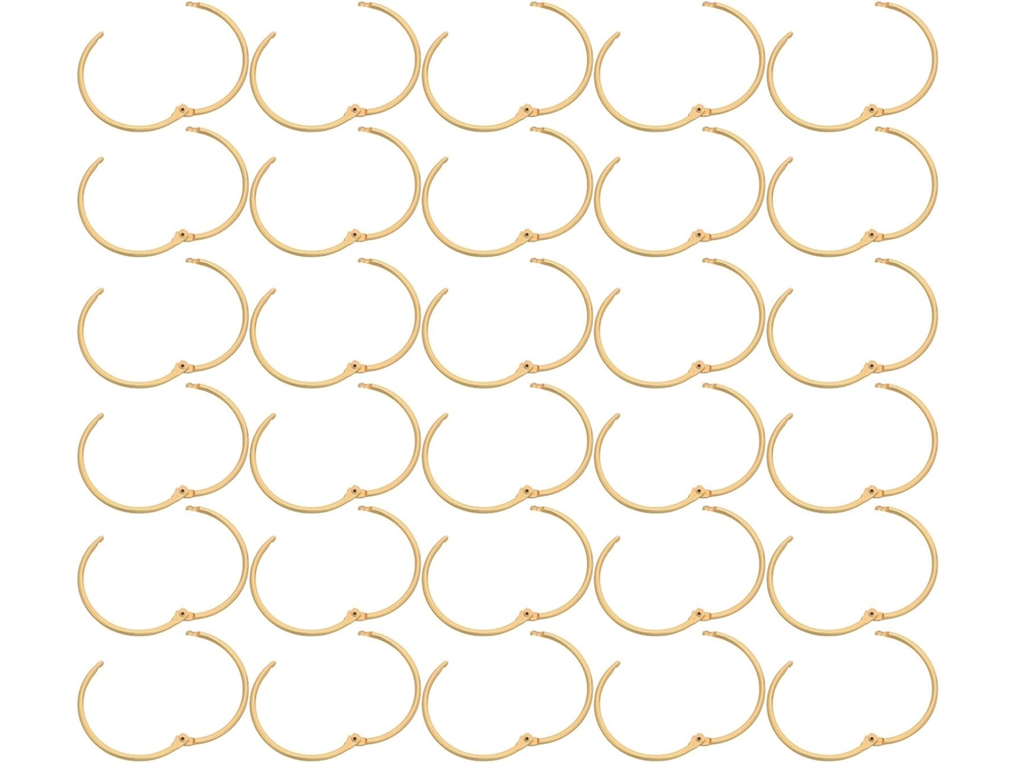 Conjunto Villcase com 48 Anéis de Corrente Metálicos de 50mm, Anéis e Cartões, Cor Dourada, Ideal