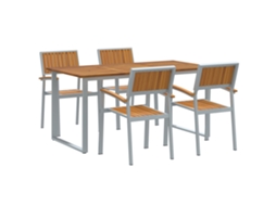 Conjunto 5 Conjunto De Jantar Para Jardim Vidaxl Cinzento Madeira De Acácia Maciça (160 X 80 X 75 Cm)