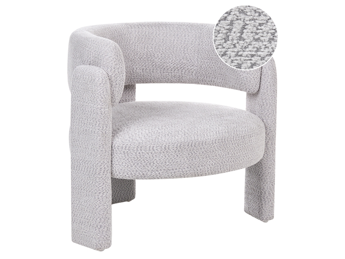 Poltrona Beliani Burea De Chenille Cinzento Claro 80x70x75