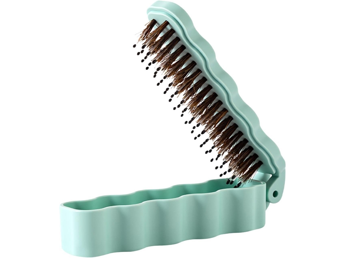 Mini Escova De Cabelo Dobrável Com Cerdas Naturais Javali, Escova Compacta Para Homens E Mulheres, Escova