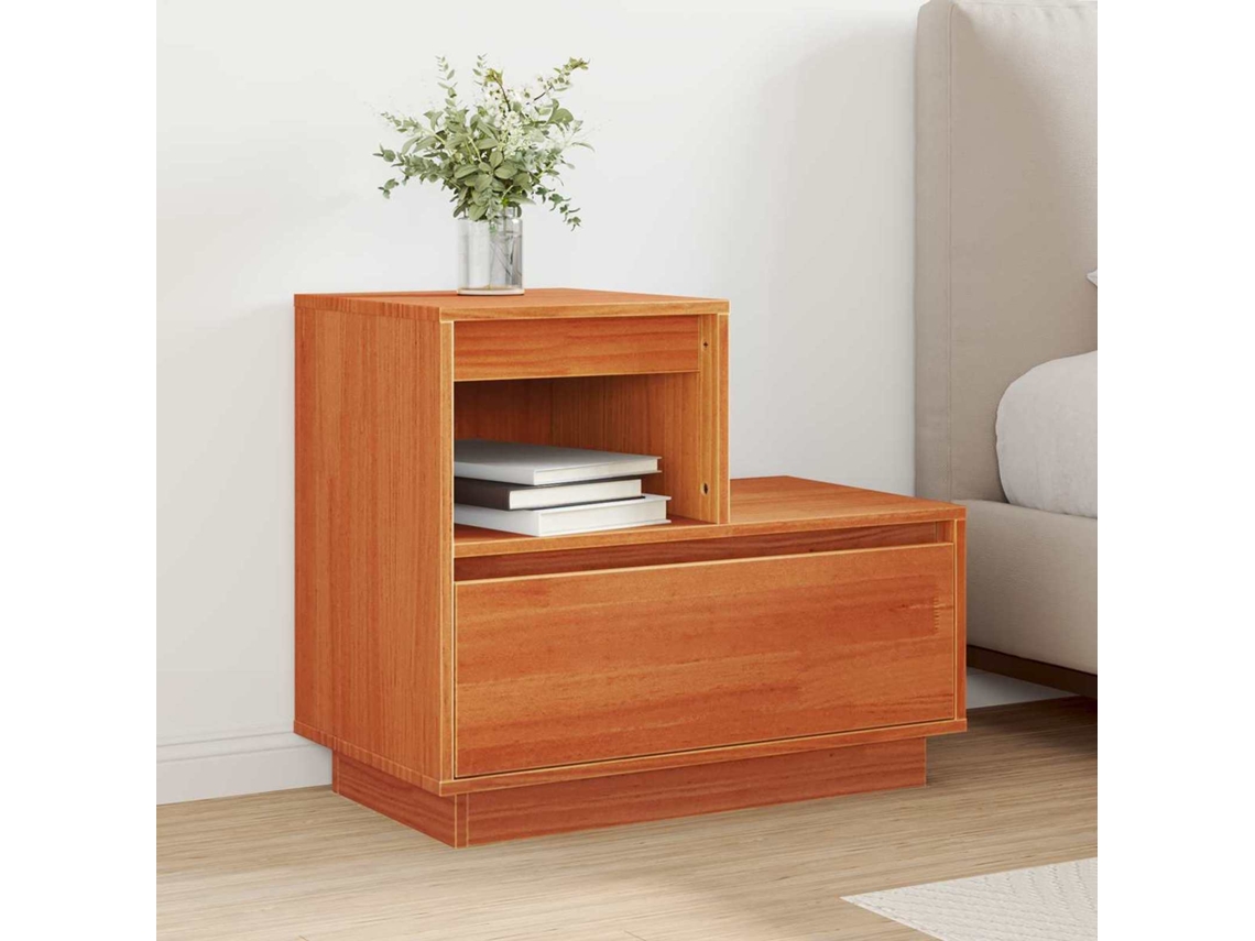 Vidaxl Armário De Cabeceira Marrom Cera 60 X 34 X 51 Cm