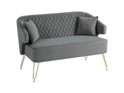 Sofá 2 Lugares Poliéster, Espuma, Aço e Placa Multicamada Cor Cinzento 124x69x76 cm Homcom