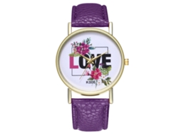 Relógio de pulso analógico feminino Zhoulianfa Simple em couro PU (roxo)