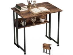 Klappbarer Secretária Com Ablagefach, 80 Cm Klapptisch Für Kleine Räume, Büro, Rustikales Castanho