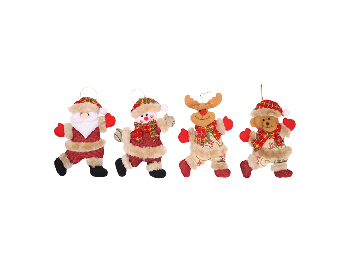 Decoração De Natal Laxiscreed Com 4 Bonecos Festivos: Papai Noel, Neve, Rena E Urso Em Tecido