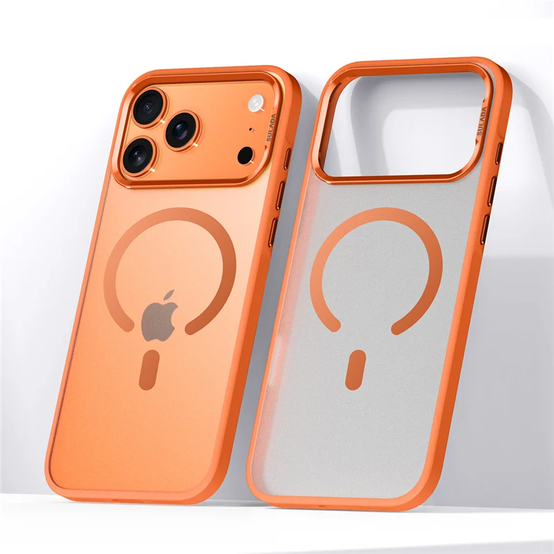 (laranja, Iphone 17) Capa Protetora, Estrutura De Liga Metálica Fosca De Luxo, Capa Rígida Magnética Translúcida À Prova Dágua.