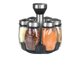 Conjunto De 7 Peças De Potes Para Pimenta E Açúcar, Com Suporte Giratório De Vidro Para Armazenamento Na Cozinha.