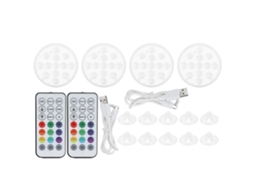 2026 4 Peças de Lâmpada Led para Piscina Ip68 Impermeável 16 Cores Rgb Luz Submarina com Controle Remoto Rf de 21 Teclas