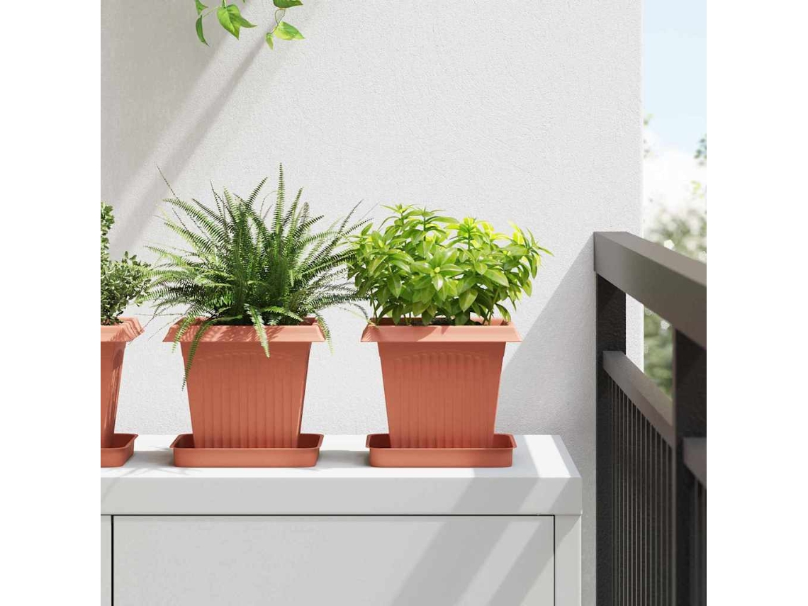 Vidaxl Vasos De Plantas 24 Pcs Vermelho Tijolo 16 X 16 X 14 Cm