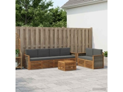 Vidaxl Conjunto De Sofás Para Exterior 7 Pcs Natural E Antracite