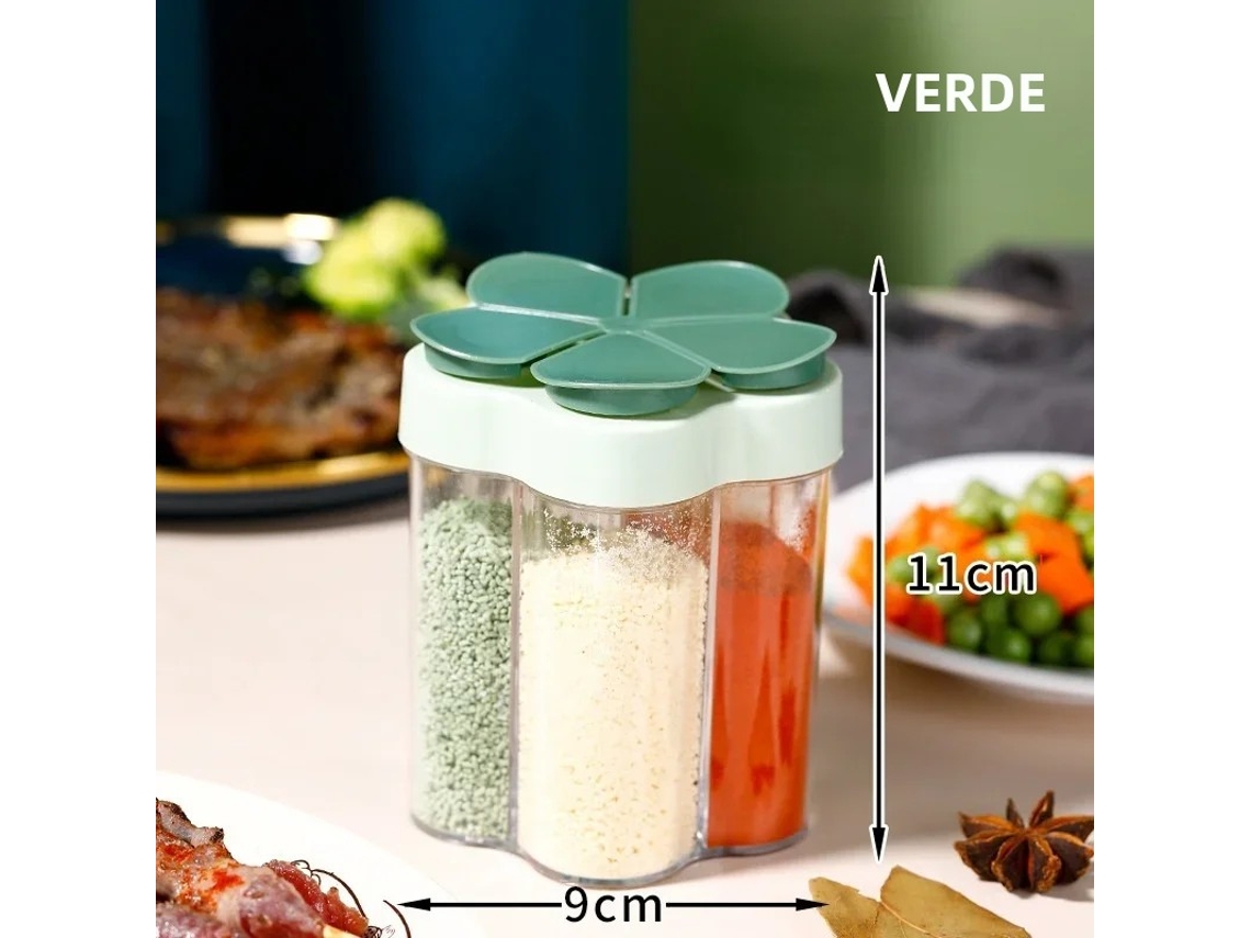 Conjunto de utensílios de cozinha, caixa para temperar, potes de plástico para condimentos, ideal para acampamentos e para levar consigo. MDUG (verde)