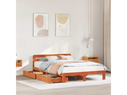 Cama Sem Colchão 140x190 Cm Pinho Maciço Castanho-mel