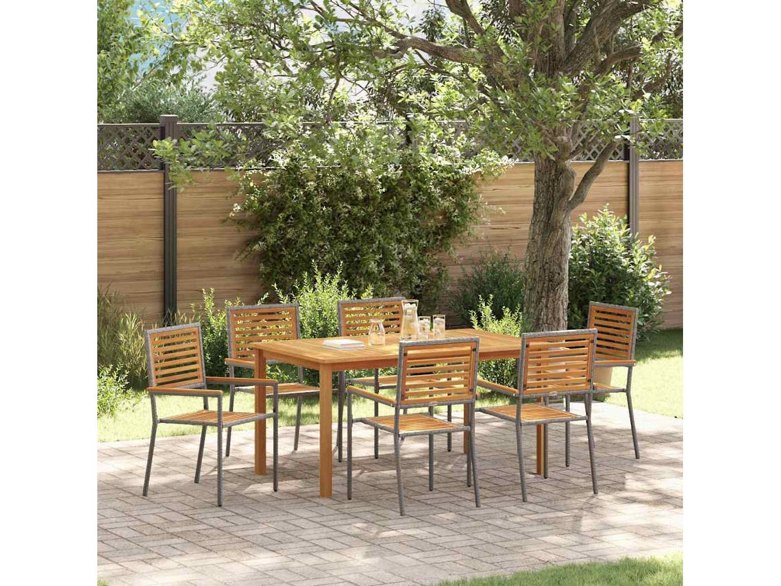 Vidaxl Conjunto De Jantar Para Jardim 7 Unid. Cinzeto