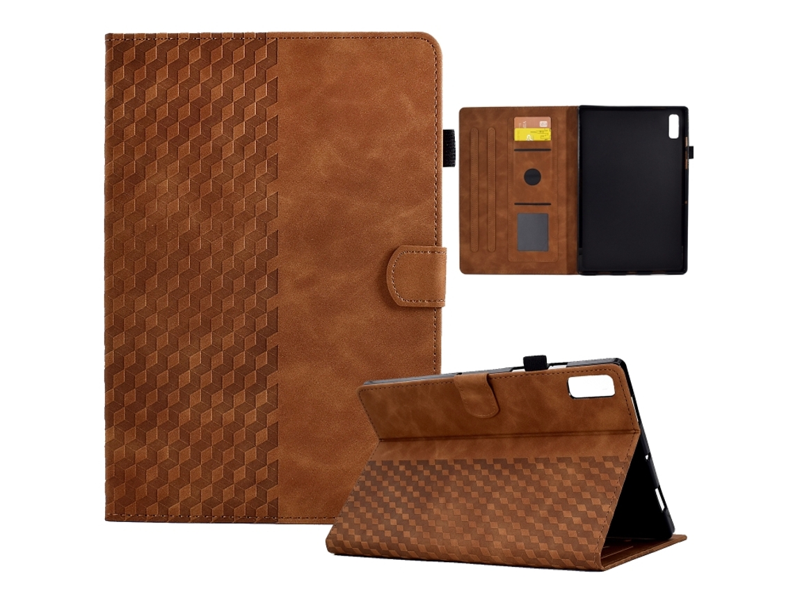 Capa De Couro Halinuia Com Relevo De Losango, Para Lenovo Tab M9