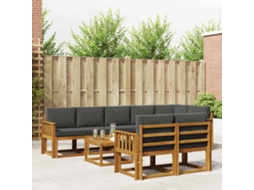 Vidaxl Conjunto De Sofás Para Exterior 9 Unid. Natural E Antracite