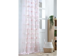 Cortina Chique com Pompons Rosa Claro 140X260 Cm LOVELY CASA