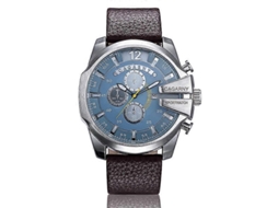 Relógio Esportivo Cagarny 6839 Com Mostrador Grande Irregular, Pulseira De Couro E Mecanismo De Quartzo Para Homens.