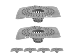 Conjunto De 6 Filtros De Cabelo De Silicone Cinza, Quadrados, Laváveis E Anti-entupimento Para Banheiro.