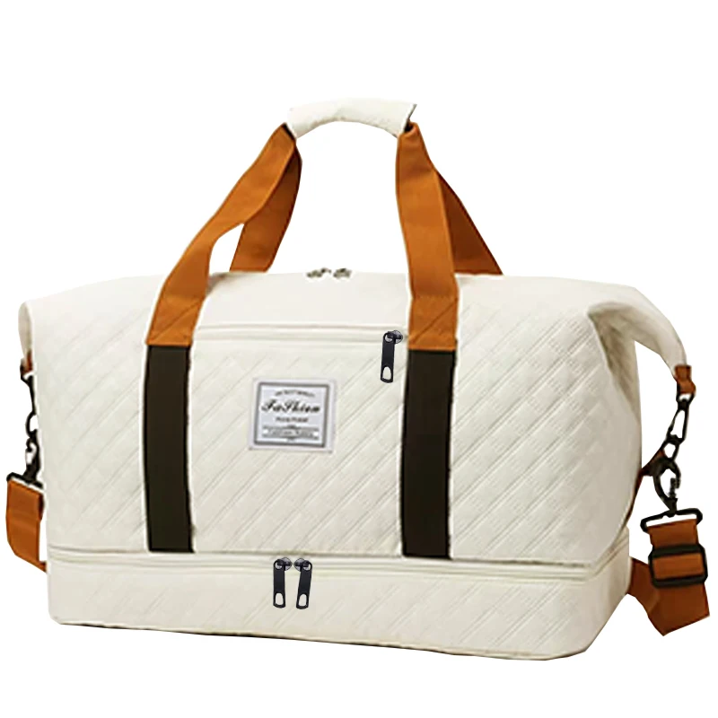 (bj726 Branco) Bolsa De Viagem Acolchoada Bolsa De Ombro Casual