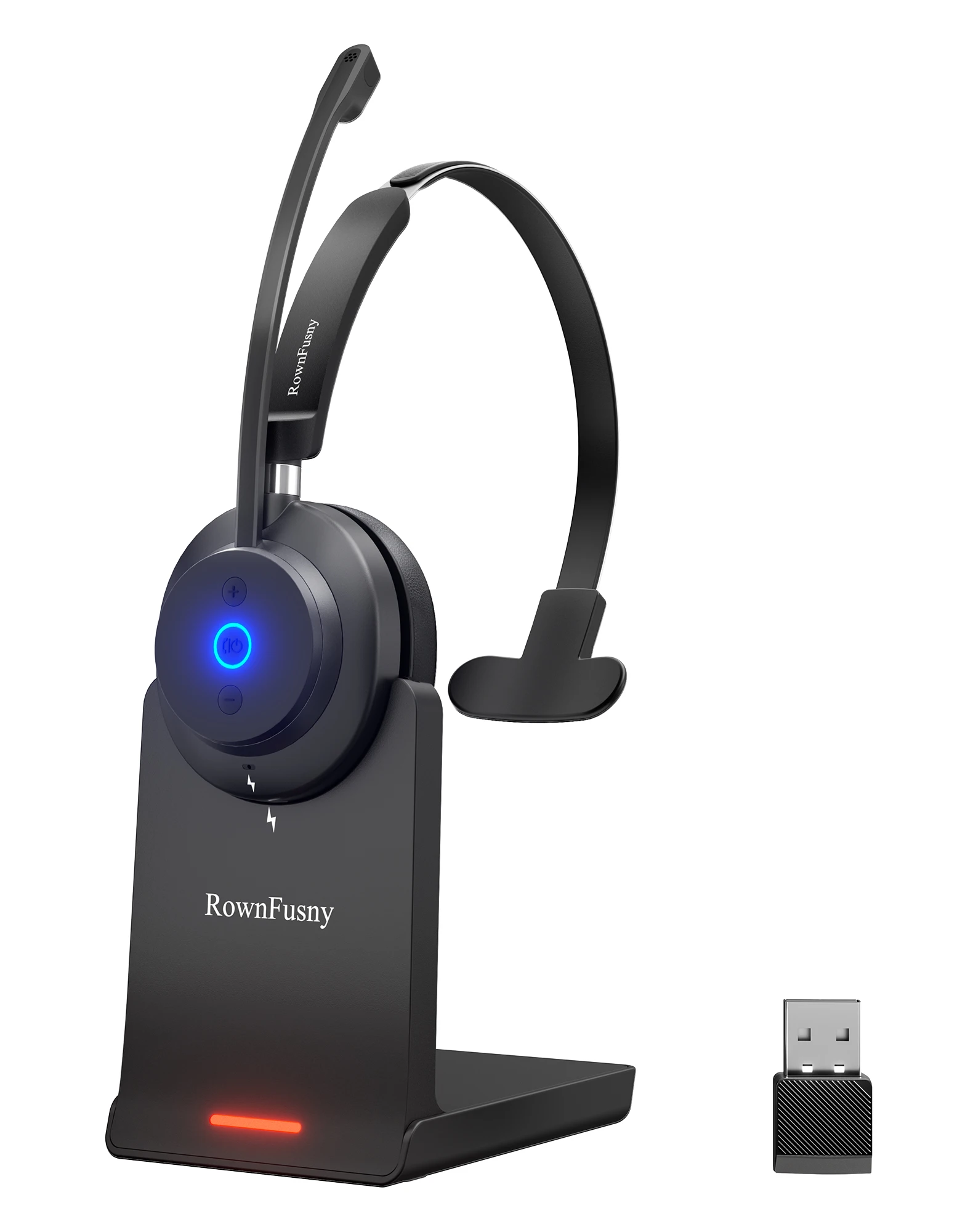Fone De Ouvido Sem Fio Para Call Centers, Bluetooth 5.3, Microfone Usb Com Cancelamento De Ruído.