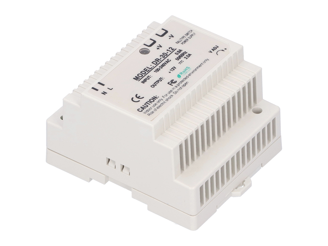 Fonte De Alimentação Din Rail Dr-30-12 Ajustável Para Painel Elétrico Led