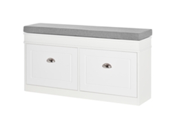Banco Sapateira, 8 Pares, 2 Gavetas, Prateleiras Ajustáveis, 104x24x55 Cm, Branco