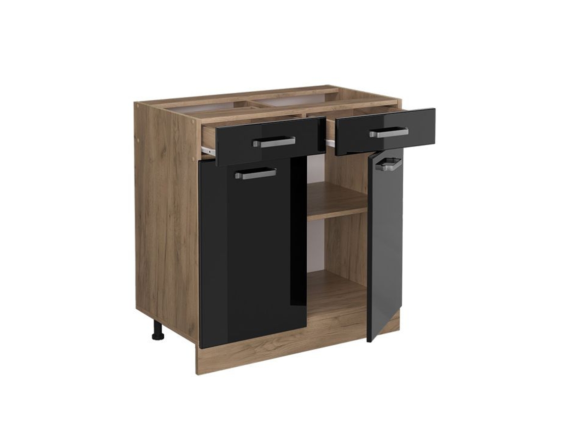 Móvel de cozinha Vicco R-Line, preto alto brilho, 80 cm sem bancada