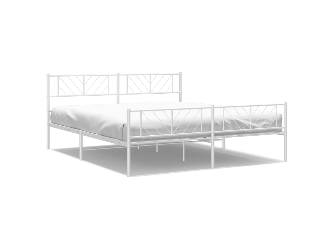 Metal Bed Frame, Metal Bed Frames Vidaxl Branco Aço (183 X 213 Cm)