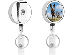 Porta Crachá Retrátil Com Clipe De Metal, Modelo Australian Cattle Dog, Portátil, Em Nylon, Com Cordão De Aço Inoxidável