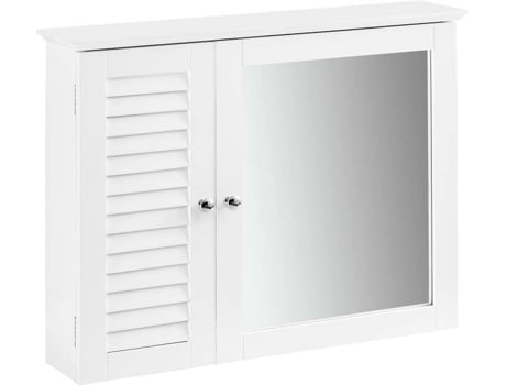 Móvel de Parede com Espelho e Porta SOBUY (Branco - 65X15X49 Cm)