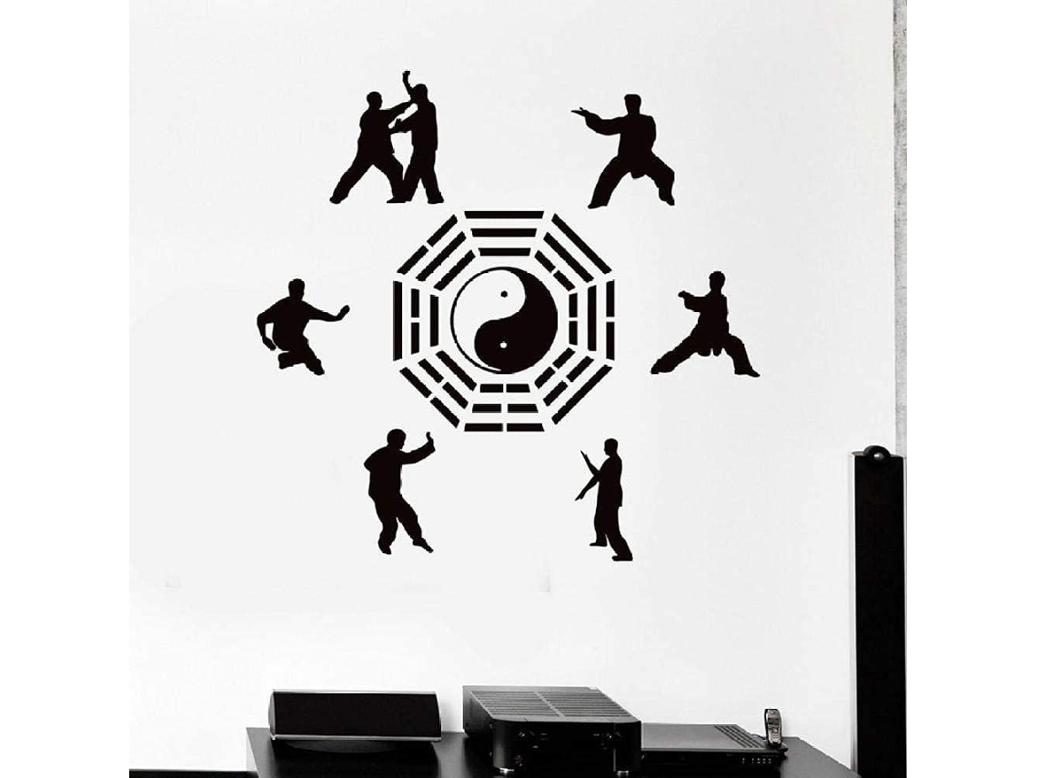 Adesivos de parede de artes marciais, karatê, aikido, esportes orientais, yin e yang, em vinil, para janelas, meditação, sala de estar, decoração de casa, 28x28 cm