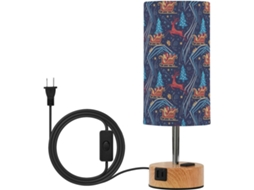 Abajur De Natal Pequeno Guoche Com Cúpula Têxtil E Luminárias Inclusas Para Cabeceira De Mesa Estilo Fazenda Azul Marinho