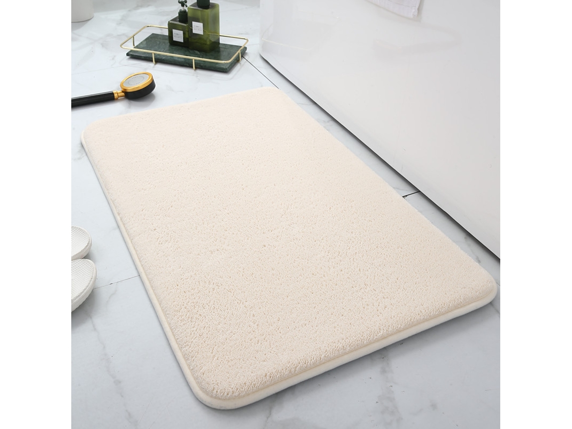 Tapetes de Banho Antiderrapantes Absorventes de Secagem Rápida para Decoração de Banheiro Purit Branco Marfim EVELTEK 50x120cm