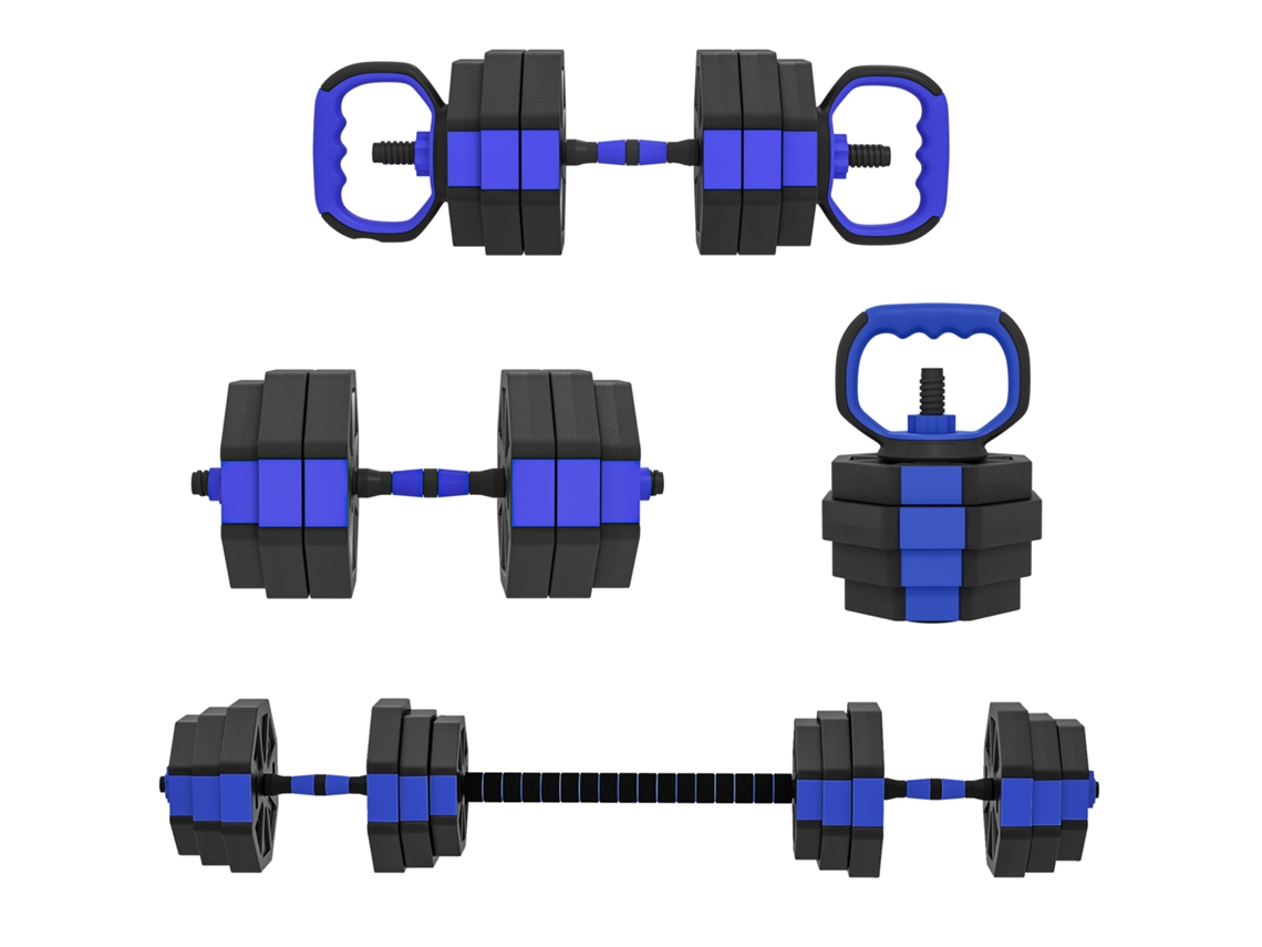 Ensemble D'haltères Musculation 6 em 1 Haltère Réglable Kettlebell de 25 Kg. Barra de suporte muscular para Pompes Bleu