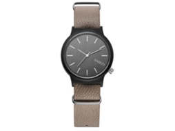 Relógio de pulso masculino, aço, estilo simples, mostrador redondo, pulseira de PU, quartzo, marrom escuro