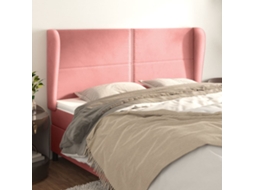 Cabecero con Alas de Terciopelo 203x23x118/128 cm Rosa