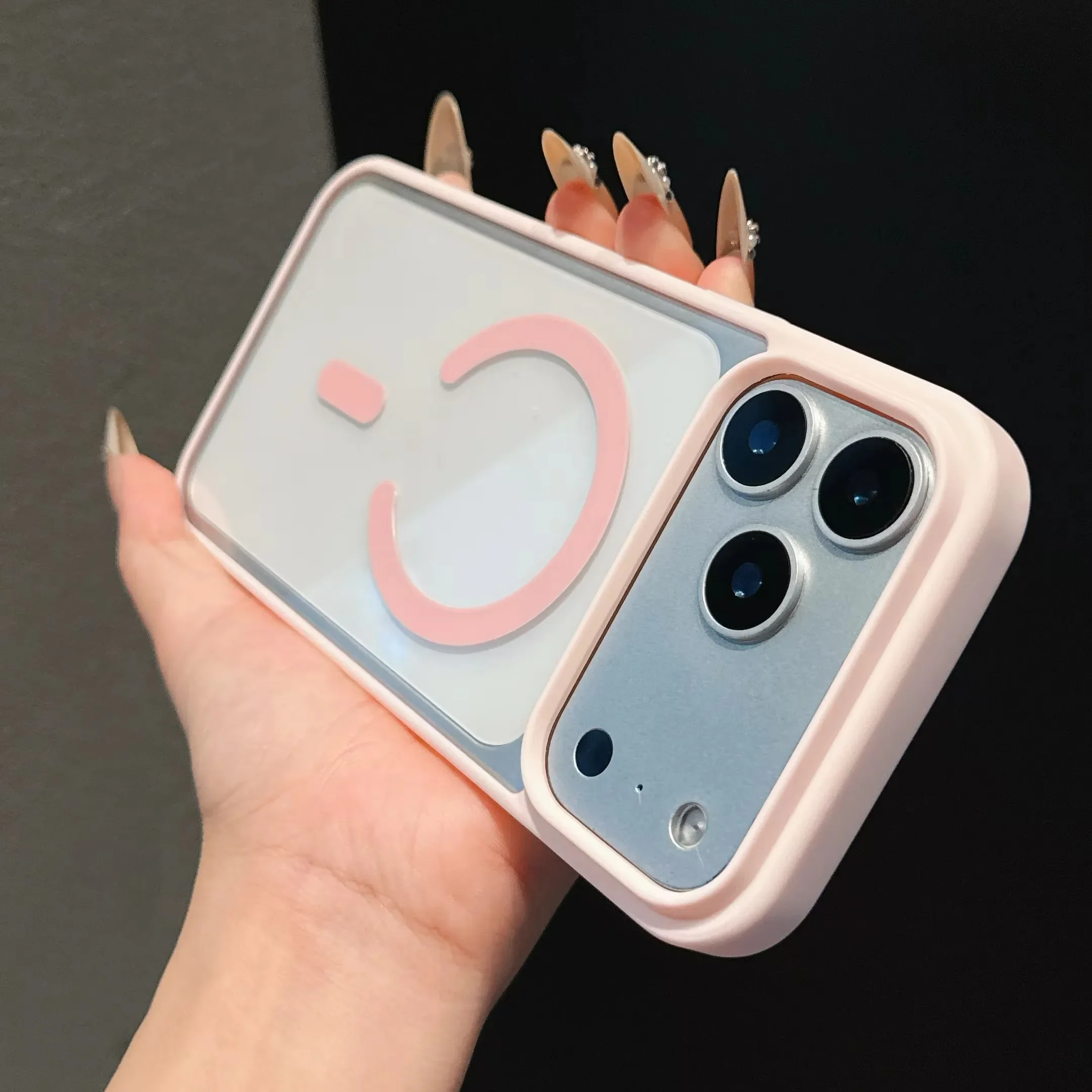Capa Protetora Magsafe (rosa Para Iphone 16 Plus), Capa Traseira Em Acrílico.
