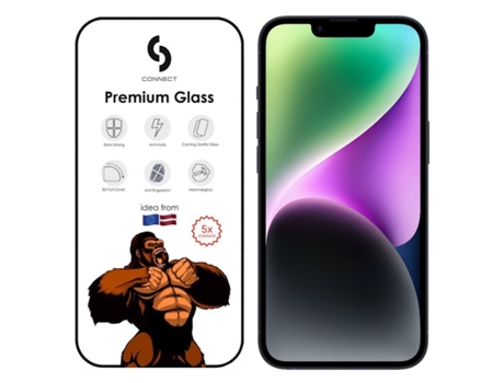 ?onete O Vidro 3D Ultra Forte Corning Gorilla para Apple Iphone 13/13 Pro/14 Preto CONNECT