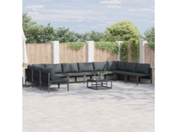 Vidaxl Conjunto de Sofá de Jardim com Almofada 11 Pcs Preto Aço